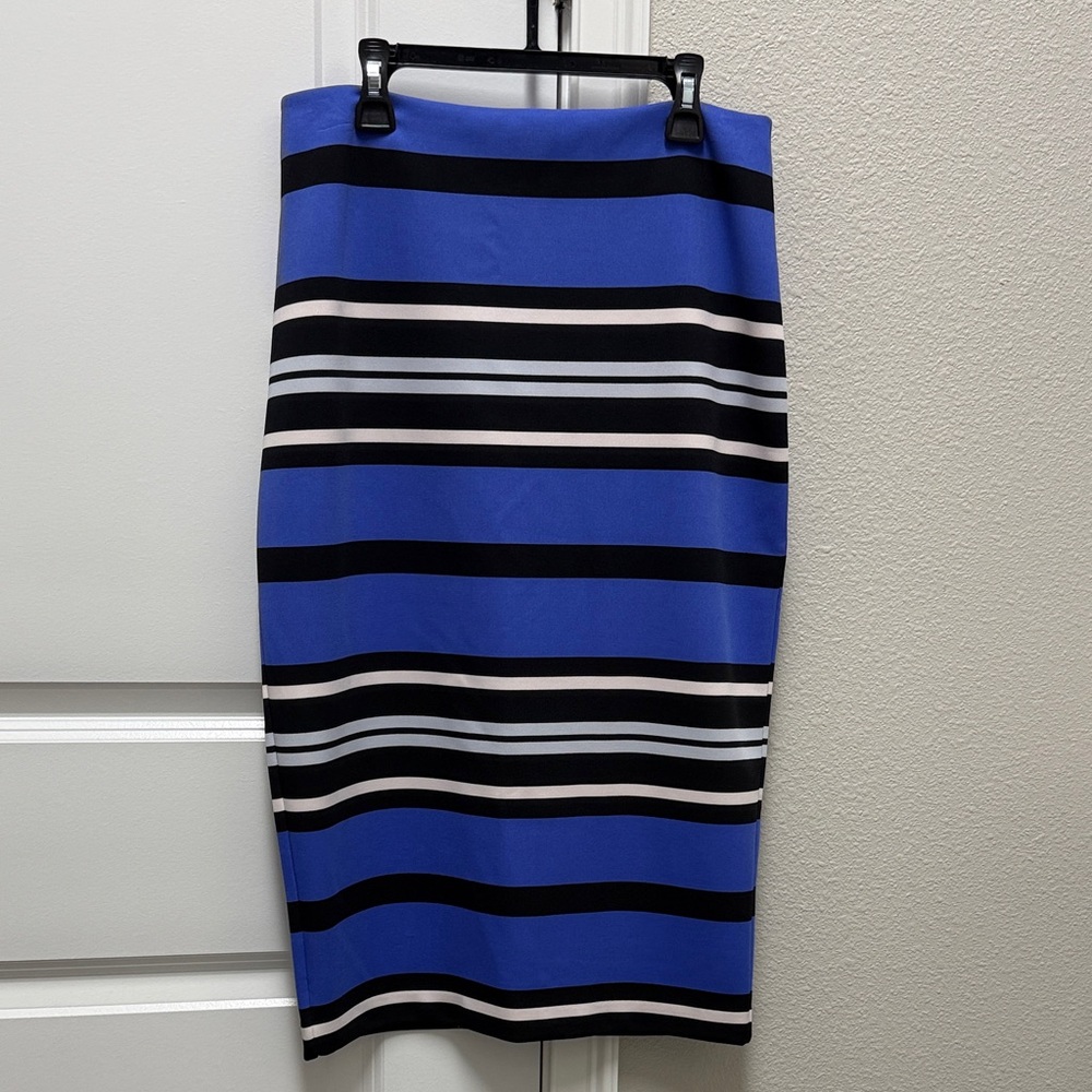 Blue and Black Striped Women's Skirt.